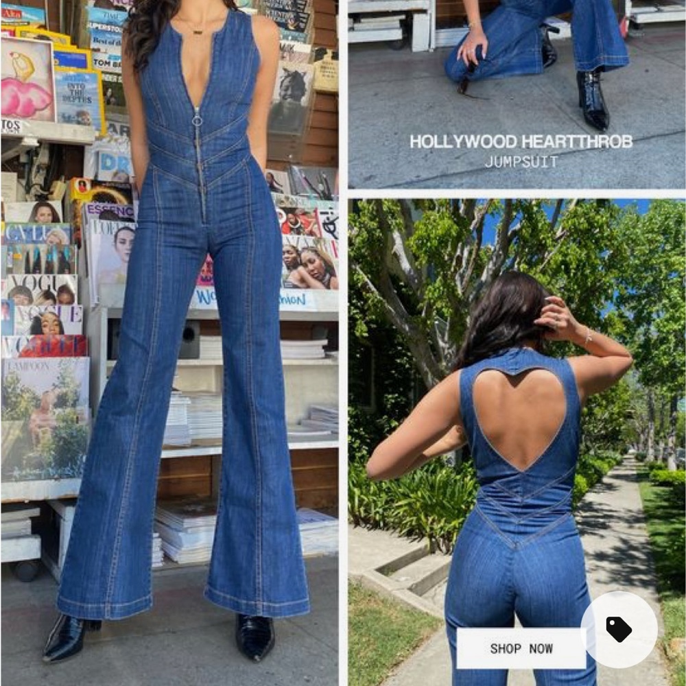 REVICE HEARTTHROB DENIM JUMPSUIT NWT